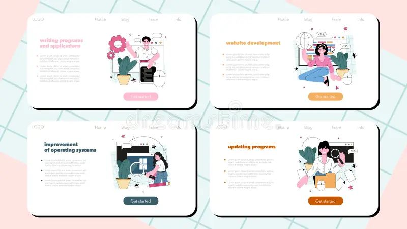 Programming Web Banner Or Landing Page Set Coding Testing Stock Vector Illustration Of - Amazing Space Texture - Ultra HD