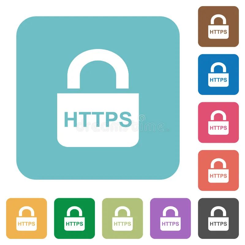 Secure Https Protocol Outlined Flat Color Icons Stock Vector - Ultra HD Geometric Images for Desktop