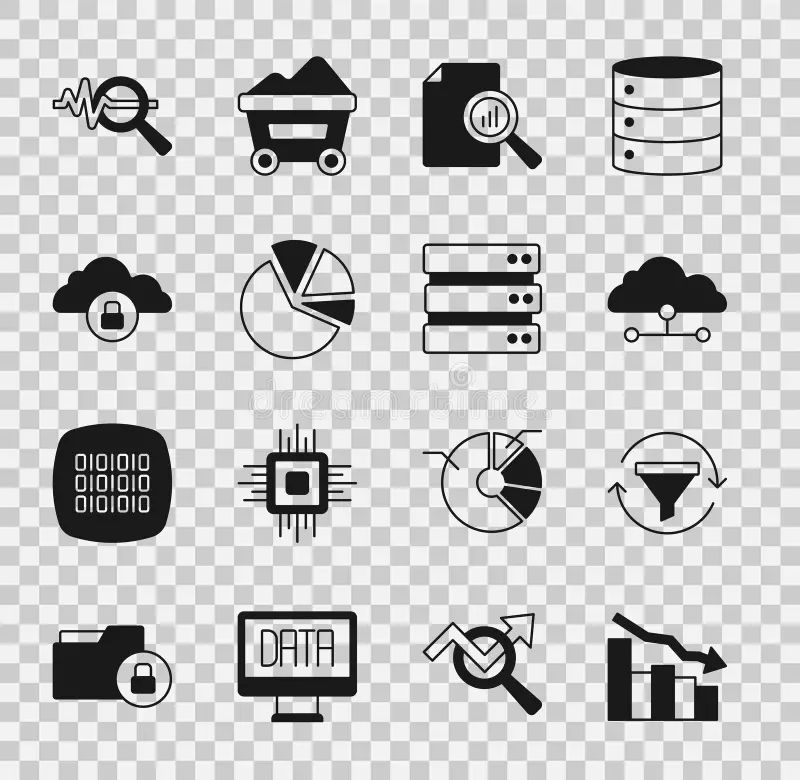 Set Pie Chart Infographic Document With Network Cloud Connection Server - Minimal Pictures - Premium 8K Collection