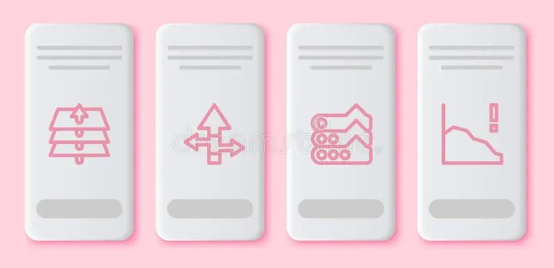 Set Line Financial Growth Decrease Graph Chart Diagram And Arrow - High Quality Minimal Picture - HD