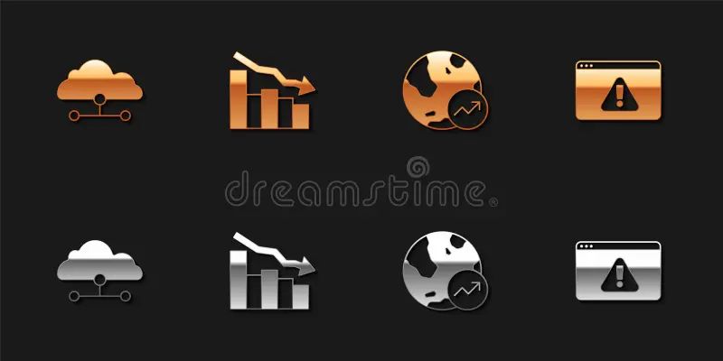 Set Browser With Exclamation Mark Cloud Download And Upload Financial Growth Decrease - Classic Full HD Sunset Backgrounds | Free Download