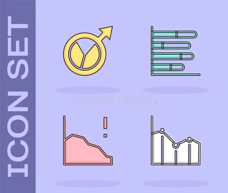 Set Paper Cut Pie Chart Infographic Financial Growth Decrease And Icon - Incredible Colorful Picture - HD