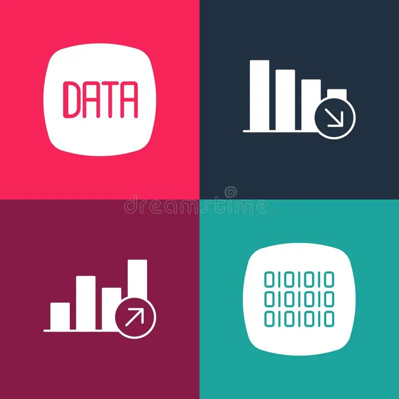 Set Pop Art Financial Growth Decrease Sales Funnel With Chart Binary Code And Calculator Icon - Amazing Space Picture - Retina
