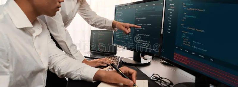 Programmer And Software Developer Team Working On New Computer Software Project Photo - Download Creative Space Background | Mobile