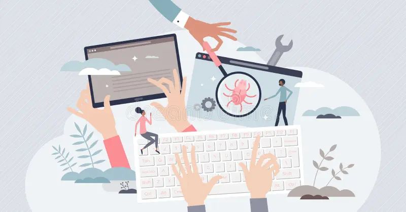 Testing Software Or Webpage For Usability Bugs Or Errors Tiny Person - Download Stunning Light Illustration | Full HD