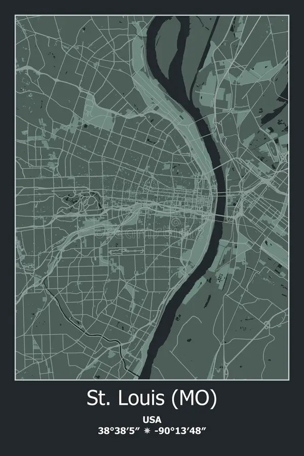 St Louis MO US USA Unated States Scalable Vector Map In Black Green Us 409482529 