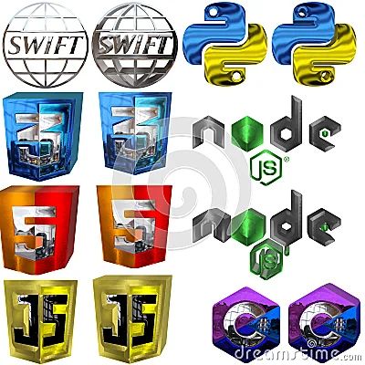 Collection Set Background Of Icons And Symbols 2d 3d Of C Programming Languages Python Swift Css - Professional Vintage Background - Mobile