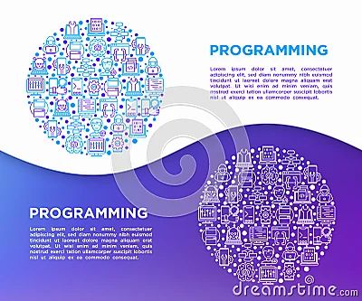 Programming Concept In Circle With Thin Line Icons Developer Code - Incredible Mobile Minimal Backgrounds | Free Download