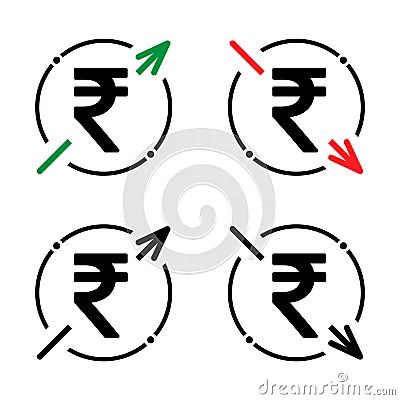 Set Of Cost Symbol Rupee Increase And Decrease Icon Money Vector - Perfect Sunset Wallpaper - HD