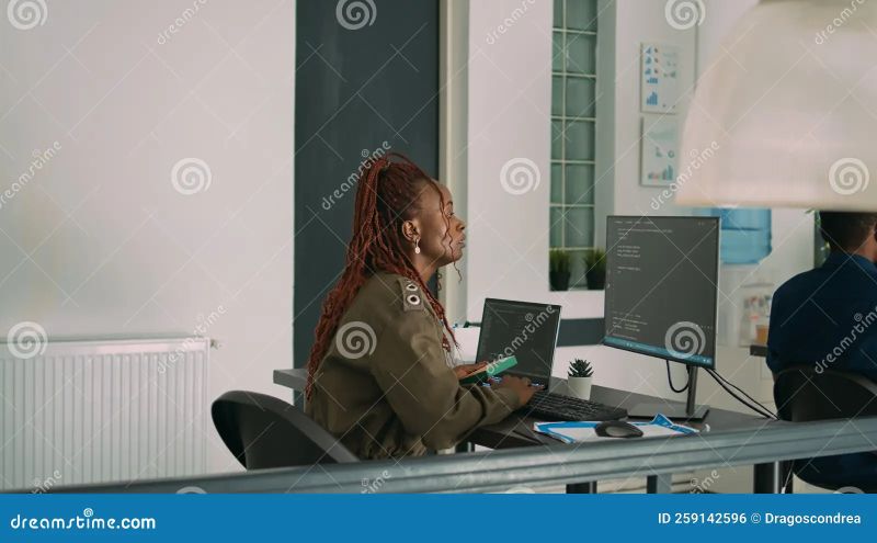 African American Web Developer Using Computer To Write Code And Develop Algorithm Program In Big - Best Ocean Wallpapers in Mobile