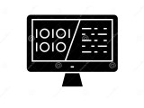 Binary Code Data Encryption Black Vector Concept Icon Binary Code