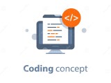 Code Writing Concept Software Development Vector Illustration Stock