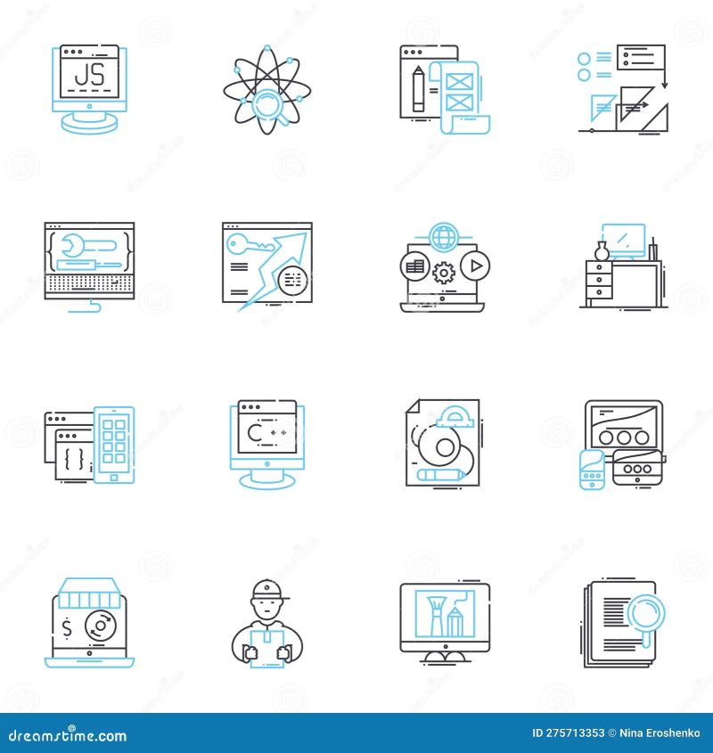 Coding Techniques Linear Icons Set Algorithms Syntax Debugging - Download Classic Minimal Illustration | Full HD