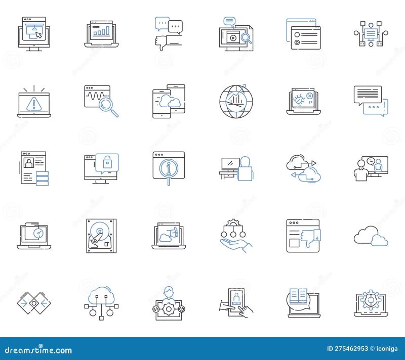 Information Processing Line Icons Collection Algorithm Computation Data Database Encoding - Premium City Background Gallery - Retina