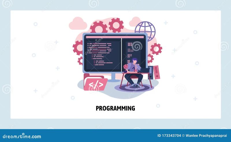 Programming And Software Development Concept Computer Engineer Writes Code Vector Illustration - Best Nature Arts in 8K