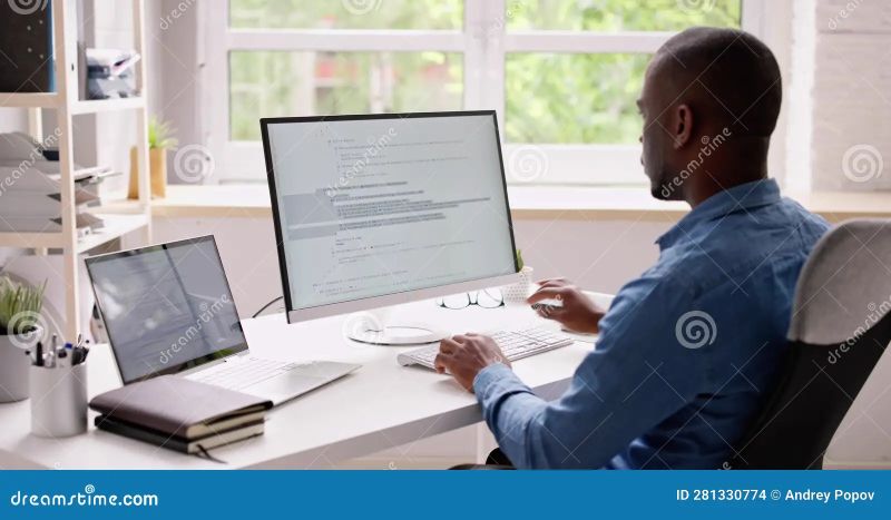 Computer Programmer Writing Program Code On Computer Stock Image - Colorful Design Collection - Full HD Quality