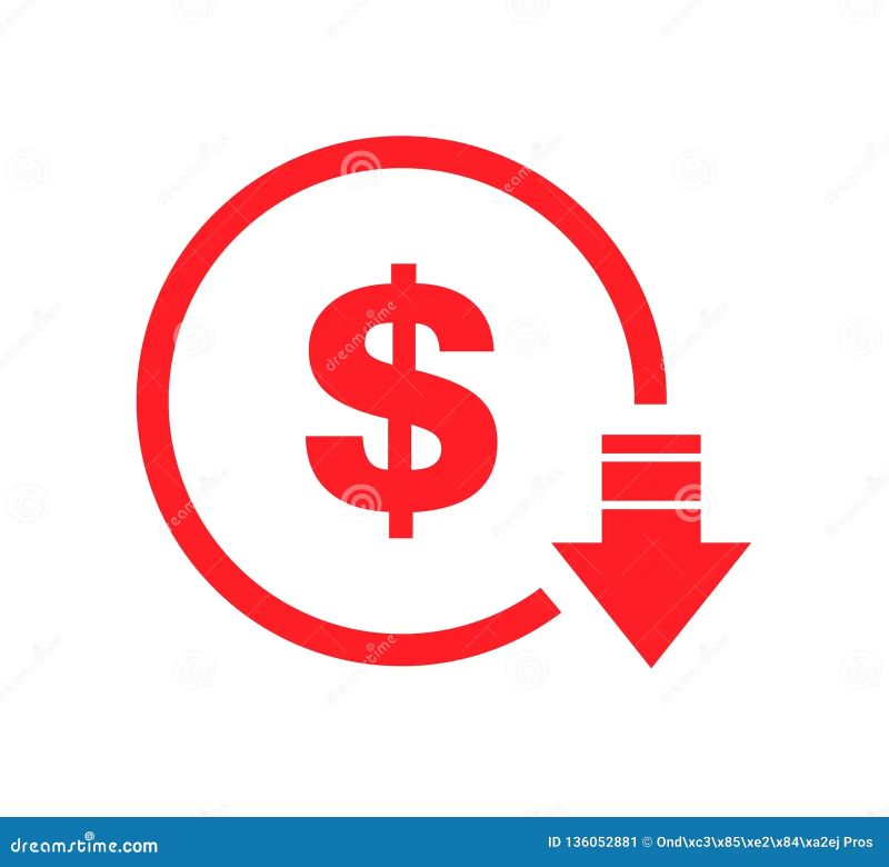 Cost Reduction Decrease Dollar Icon Vector Symbol Image Isolated On Background Cartoondealer - Best Gradient Designs in 8K