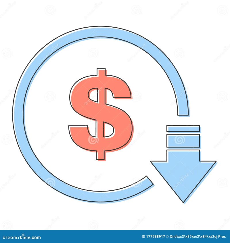 Cost Reduction Decrease Dollar Icon Vector Symbol Image Isolated On Background Cartoondealer - Best Light Backgrounds in HD