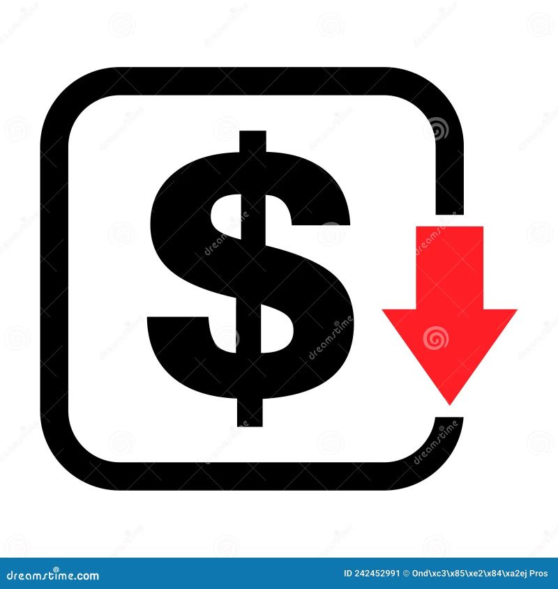 Cost Reduction Decrease Dollar Icon Vector Symbol Image Isolated On Background Cartoondealer - Incredible Mobile Abstract Arts | Free Download
