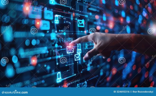 Data Science, AI And Cloud Data Concept. Computer Programmer. Stock ...