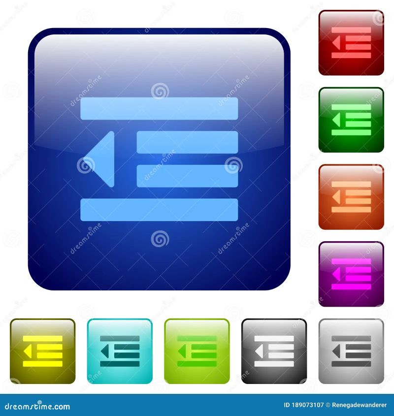 Decrease Text Indentation Square Flat Icons Stock Illustration - Nature Art Collection - 4K Quality