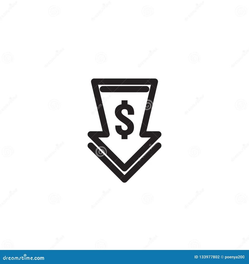 Lower Cost Icon Dollar Money Decrease Symbol With Arrow Stretching - Premium Gradient Art Gallery - Full HD