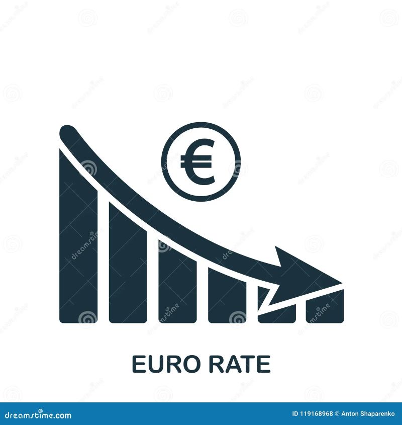 Euro Rate Decrease Graphic Icon Monochrome Style Design From Diagram - Creative Nature Illustration - Desktop