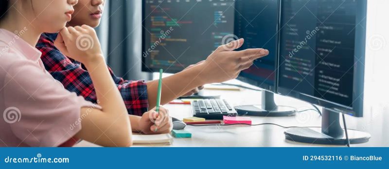 A Programmer Man Pointing With His Pen At Java Computer Code Software Application Program - Premium Nature Illustration - Retina