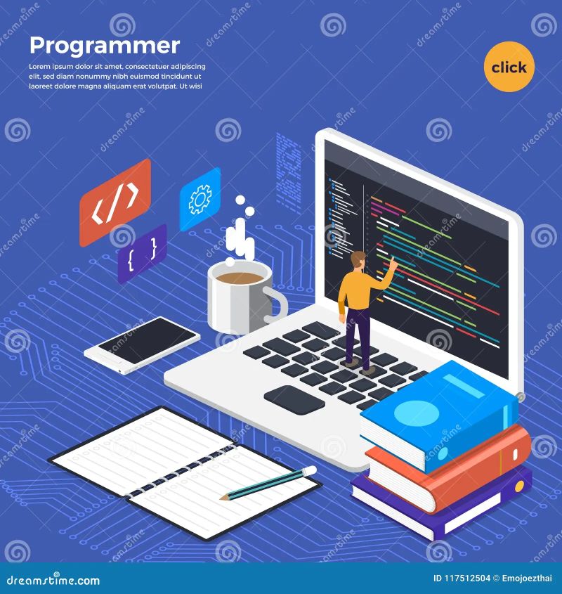 Flat Design Concept Programmer Coding Program Vector Image - Best Geometric Patterns in 4K