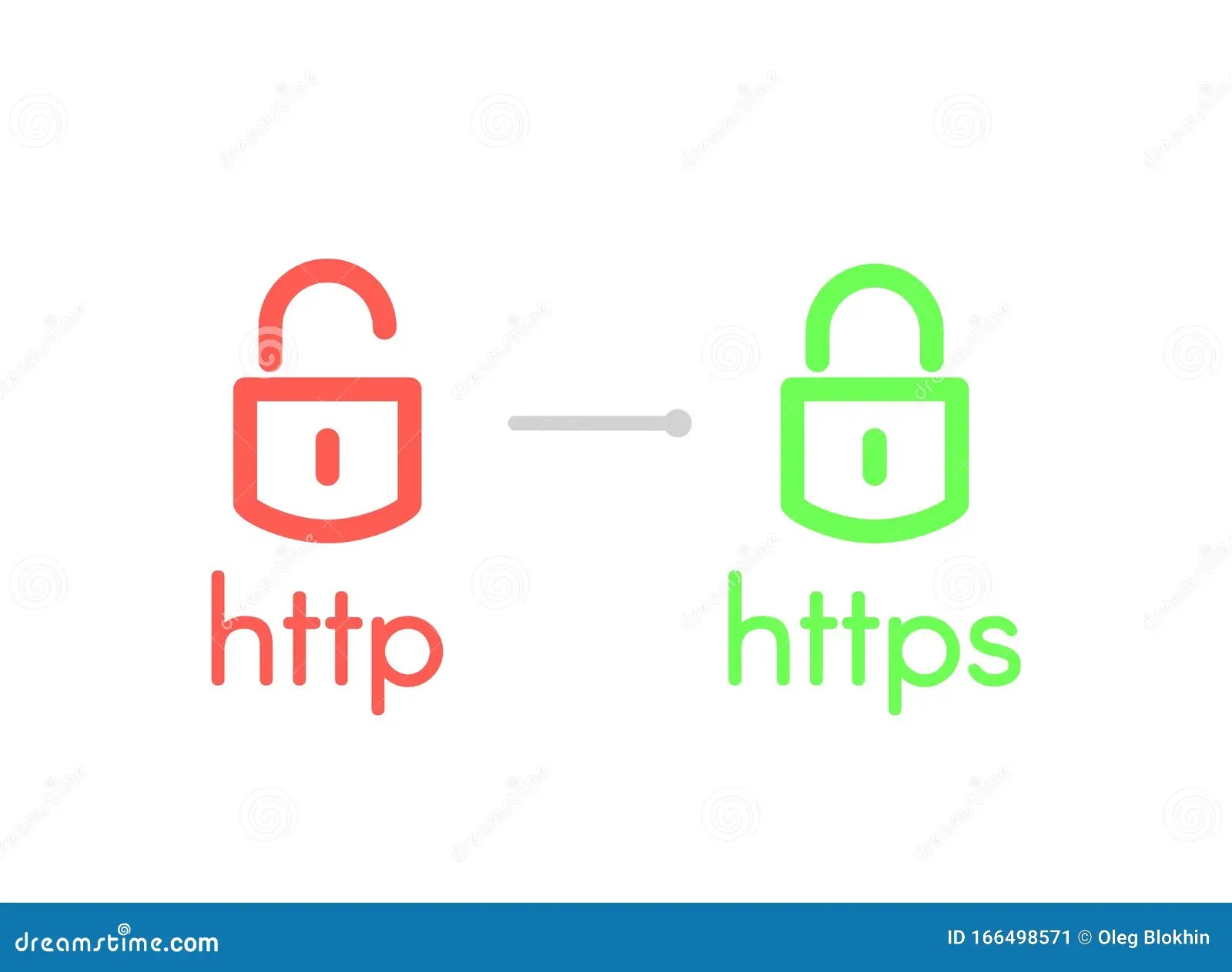 Http and https security certificates vector illustration. web browser