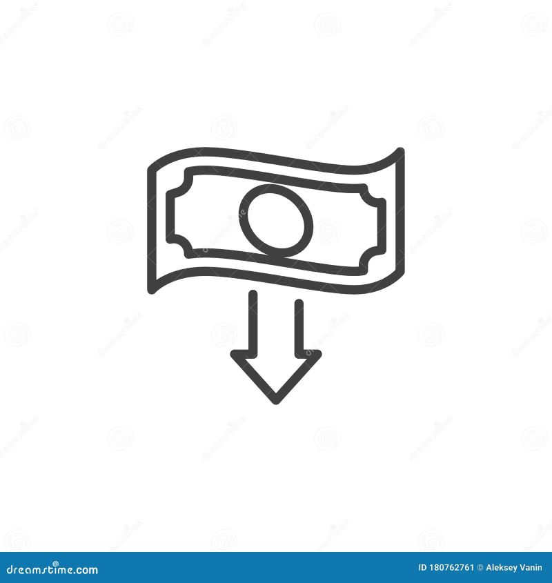 Vector Currency Decrease Icon Money Down Sign Editable Stroke Line - Landscape Texture Collection - 4K Quality