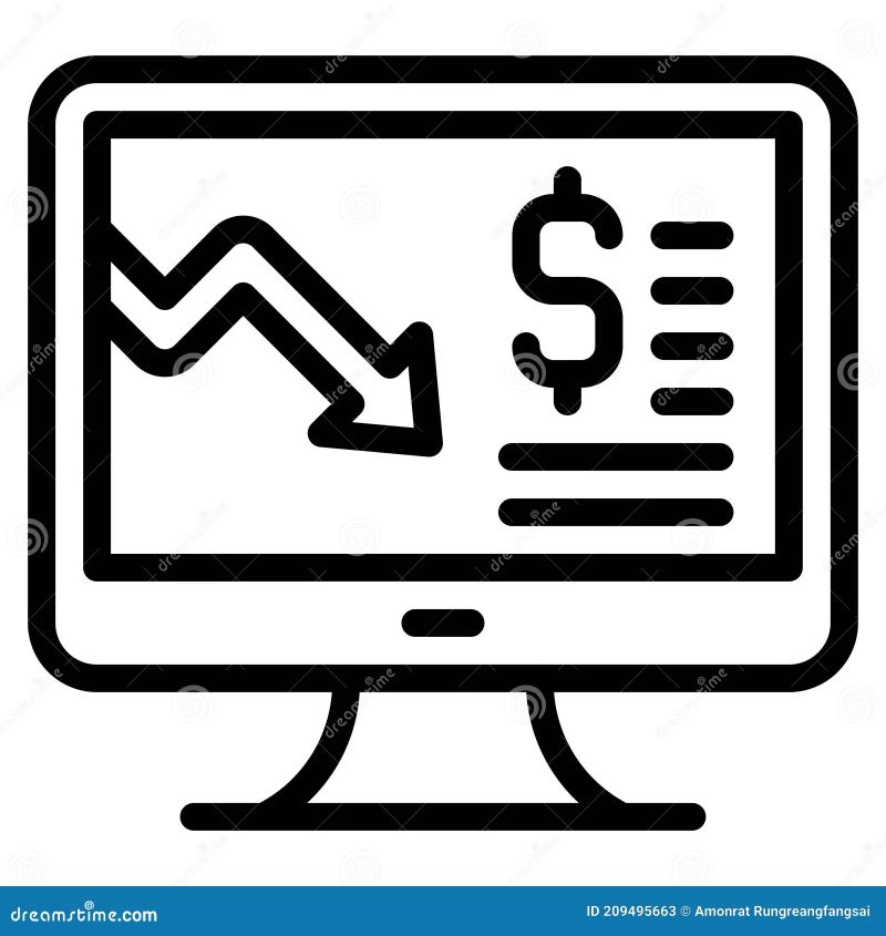 Projection Screen With Decrease Arrow Icon Bankruptcy Related Vector Stock Illustration - Abstract Illustrations - Incredible High Resolution Collection