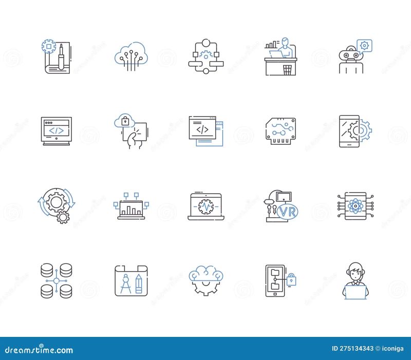 Programming Line Vector Icons And Signs Scripting Compiling - Professional Ocean Wallpaper - 8K