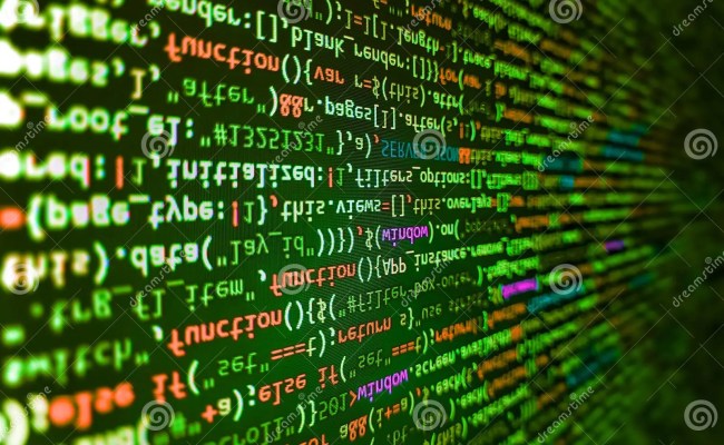 Programming Javascript On Laptop Computer Screen. Programmer Occupation ...