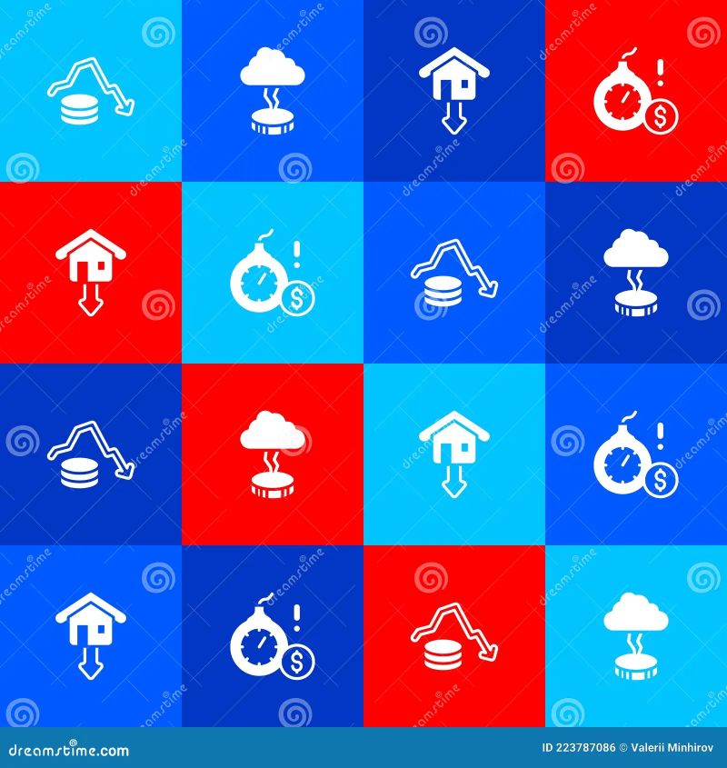 Set Bank Building Dollar Rate Decrease Falling Property Prices Money - Abstract Designs - Creative Retina Collection