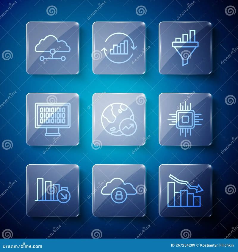 Set Financial Growth Decrease Sales Funnel With Chart Network Cloud - Dark Photos - Beautiful 4K Collection