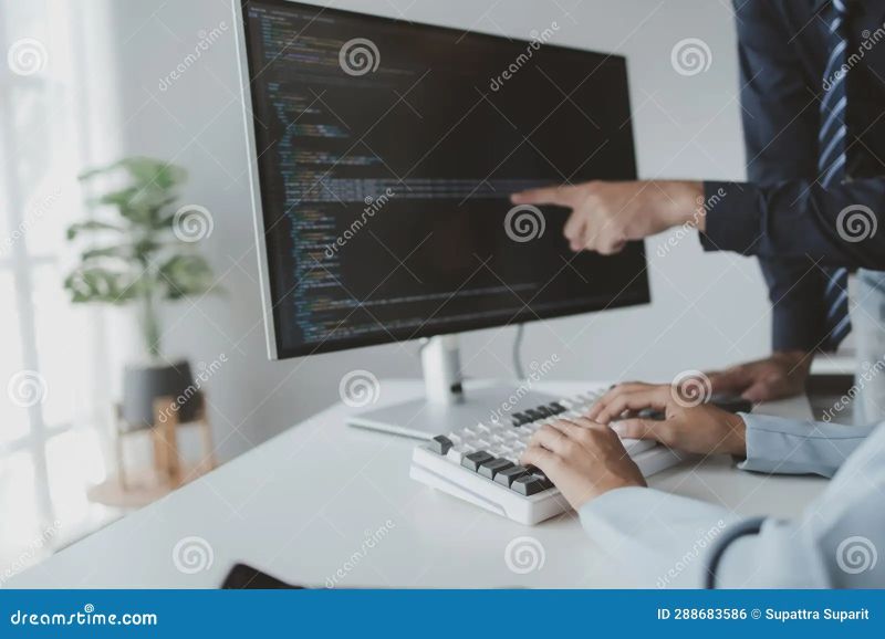 Two Programmers Looking At Computer Screen Programmer Design Custom - Ultra HD Vintage Illustrations for Desktop
