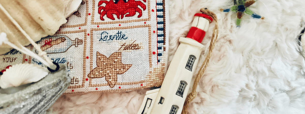 The eighth section of Stitch the Sea features a charming starfish and the words Gentle Tides