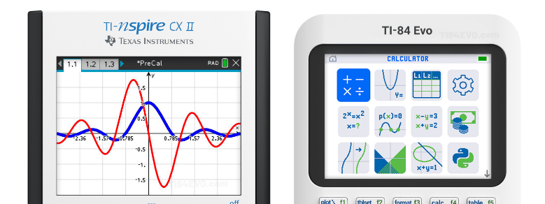 Ti-Nspire CX II vs Ti-84 Evo Graphing Calculator Screen Layouts