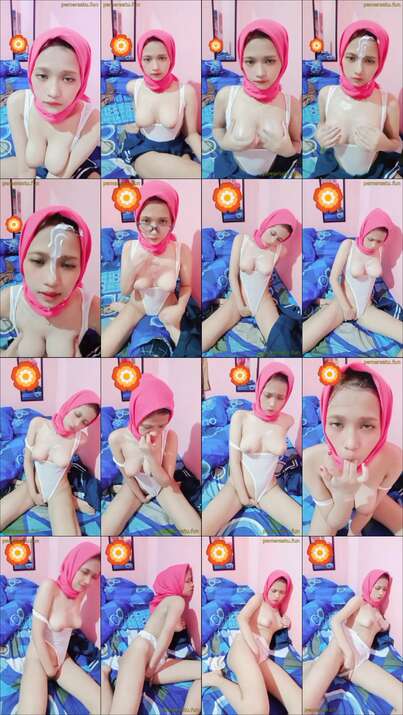 kompilasi miss sherly abg 18yo pakai hijab pink