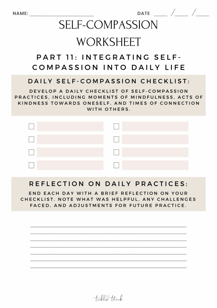Self-compassion worksheet