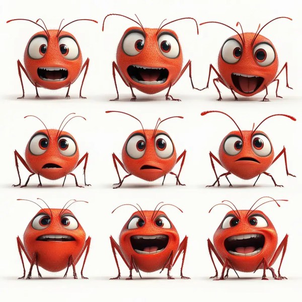 Planche d’expressions d’une fourmi