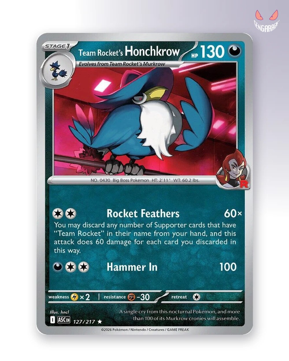 Team Rocket's Honchkrow 127 [H] [NM] - Ascended Heroes