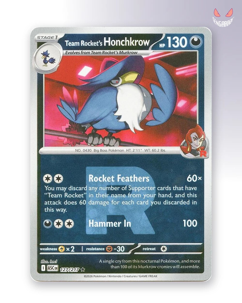 Team Rocket's Honchkrow  127 [Team Rocket] [NM] - Ascended Heroes