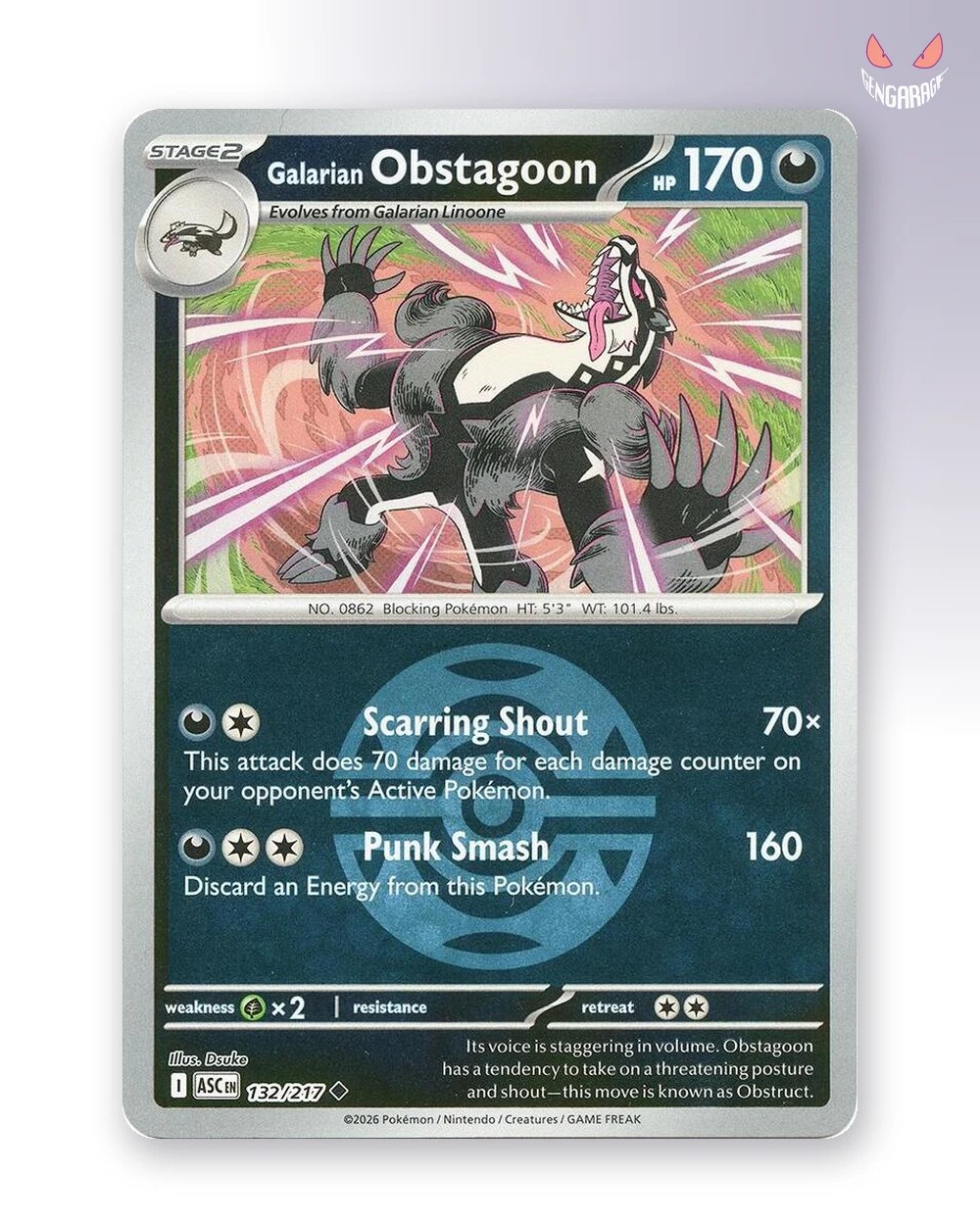 Galarian Obstagoon  132 [Dusk Ball] [NM] - Ascended Heroes