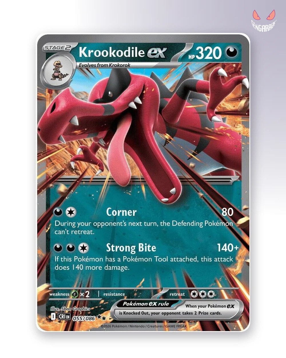 Krookodile ex 55 [NM] - Chaos Rising