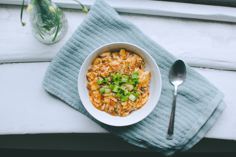 Mushroom Mapo Tofu Recipe | TiffanyBee.com