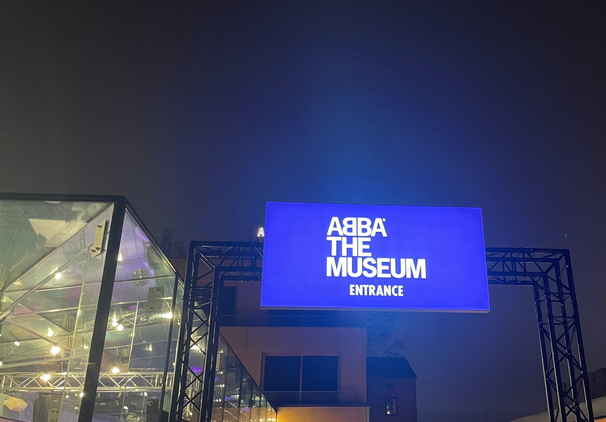 Sign reading: ABBA the Museum