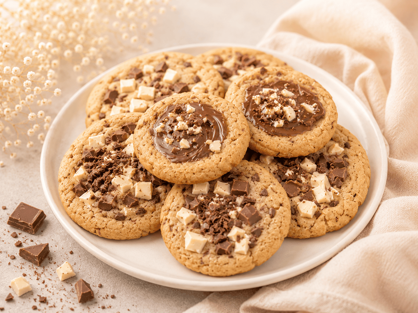 Cookie 3 chocolats et pâte à tartiner