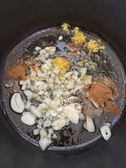 Oil and other ingredients in pot